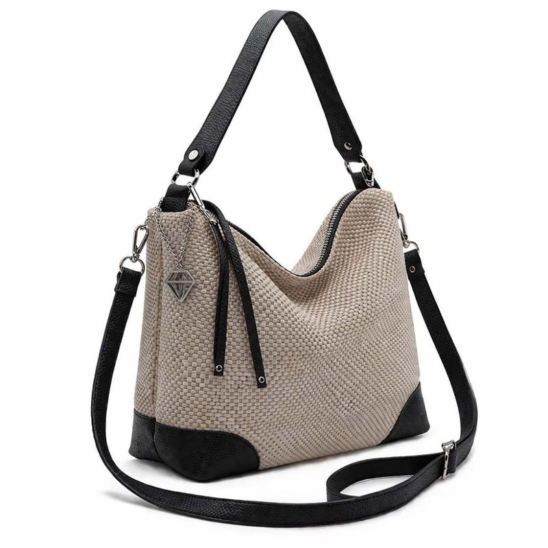 Shopper SITA raffia beige svart Caleidos