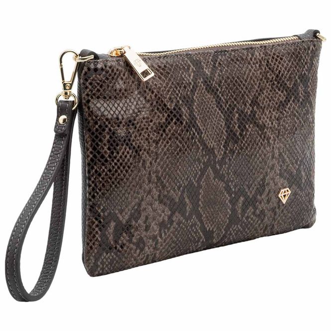 Hovedbilde Clutch veske LUISA mouse mørk brun slangeskinn Caleidos