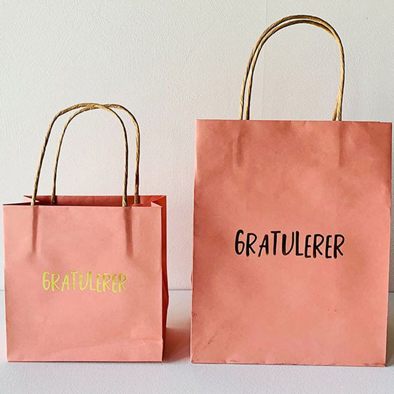 Gavepose GRATULERER rosa 16x16 cm Trend Design
