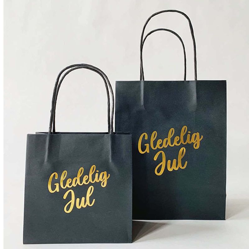 Gavepose GLEDELIG JUL svart 20x25 cm Trend Design 