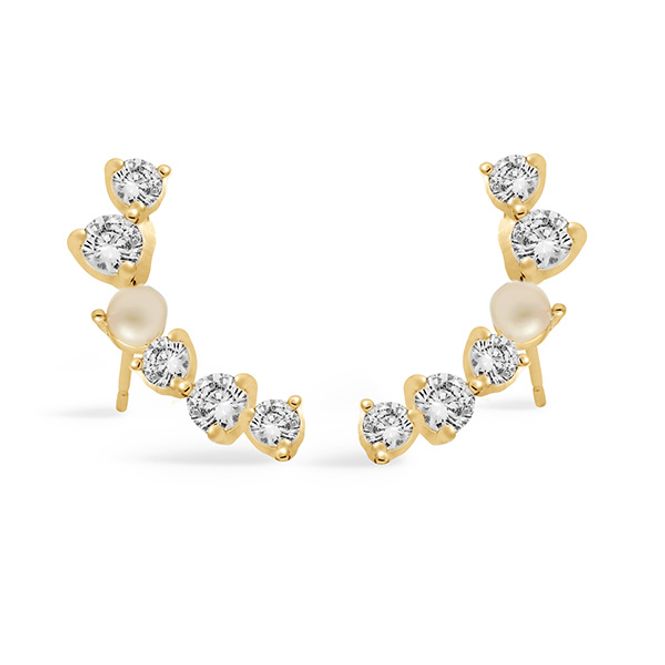 Hovedbilde Øredobber HALO PEARL Cubic Zirconia & Pearl gull Joma Jewellery