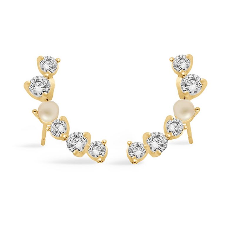 Øredobber HALO PEARL Cubic Zirconia & Pearl gull Joma Jewellery
