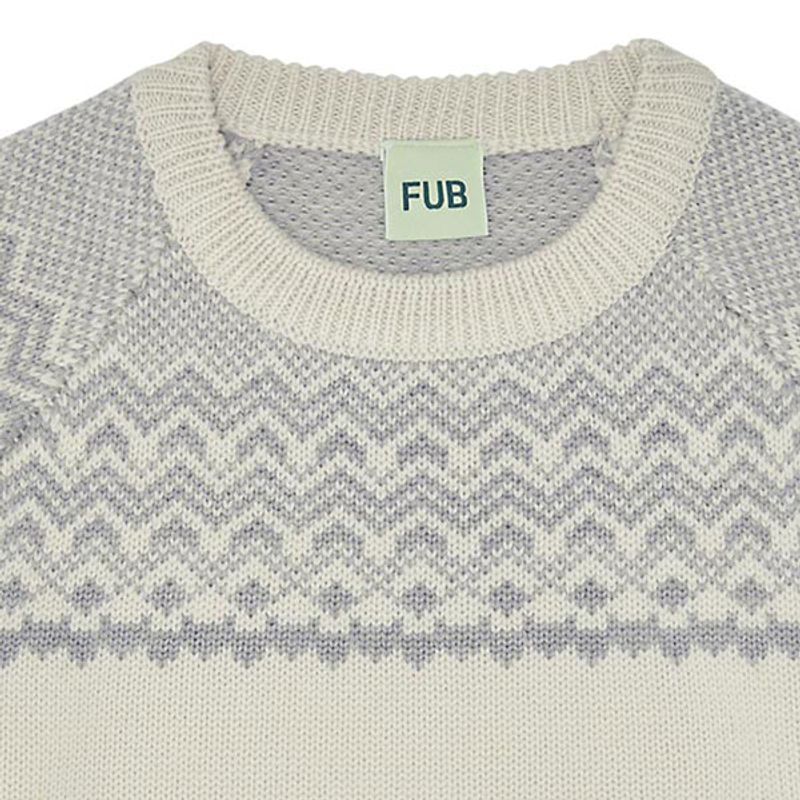 Genser Nordisk mønster barn Merinoull Beige Grå FUB