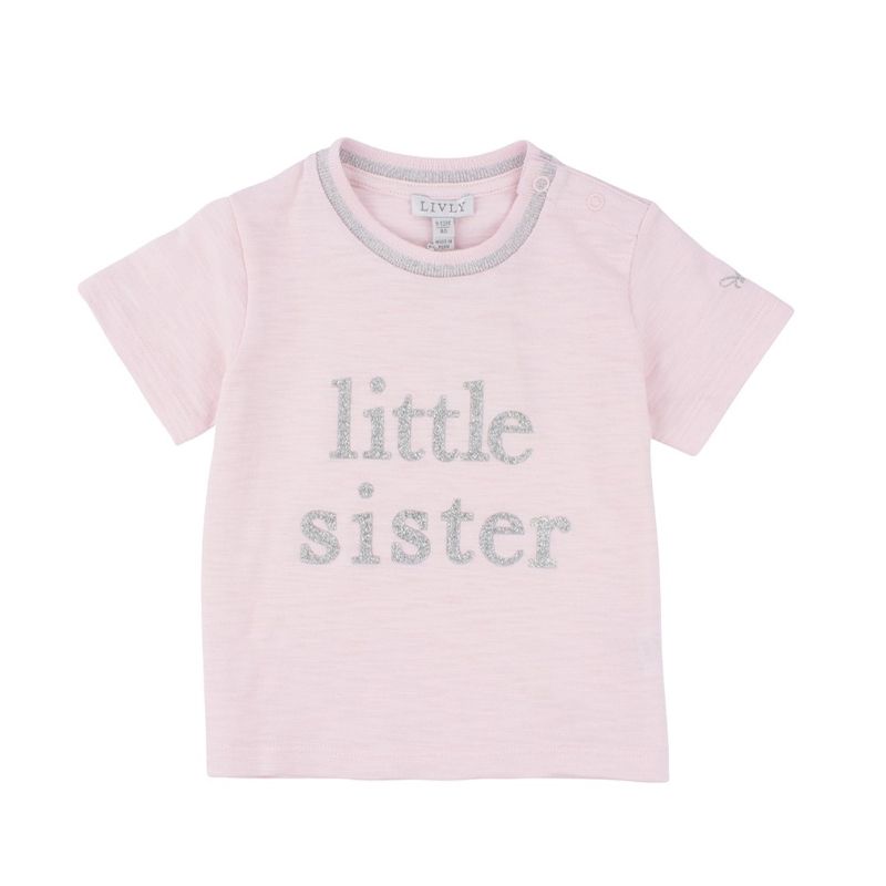 T-skjorte LITTLE SISTER lys rosa Livly 