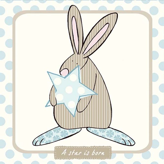 Hovedbilde Kort A star is born Blå Rufus Rabbit