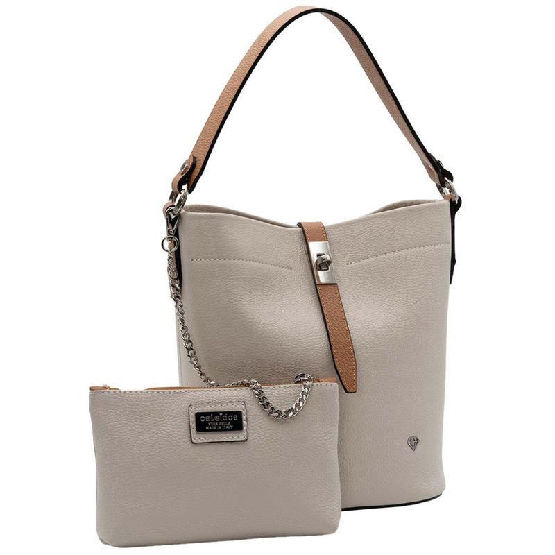 Håndveske - skulderveske SANTINA bucket bag beige caramel brun Caleidos