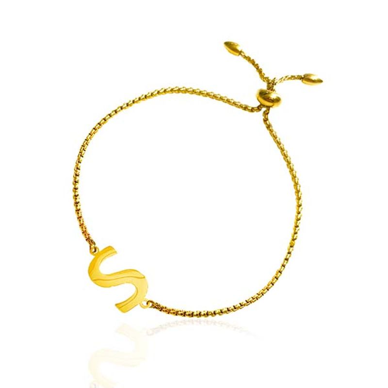 Armbånd bokstav S gull Ioaku