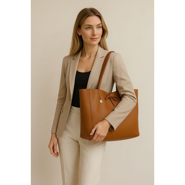 Shopper veske caramel brun Caleidos