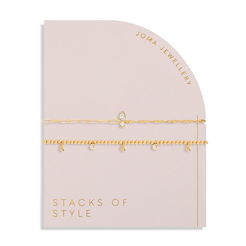 Armbånd STACKS OF STYLE DRÅPE sett 2 stk gull Joma Jewellery