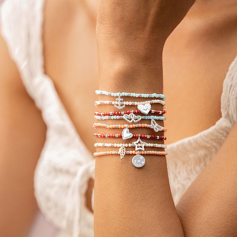 Armbånd BOHO BEADS DOUBLE HEART korall Joma Jewellery