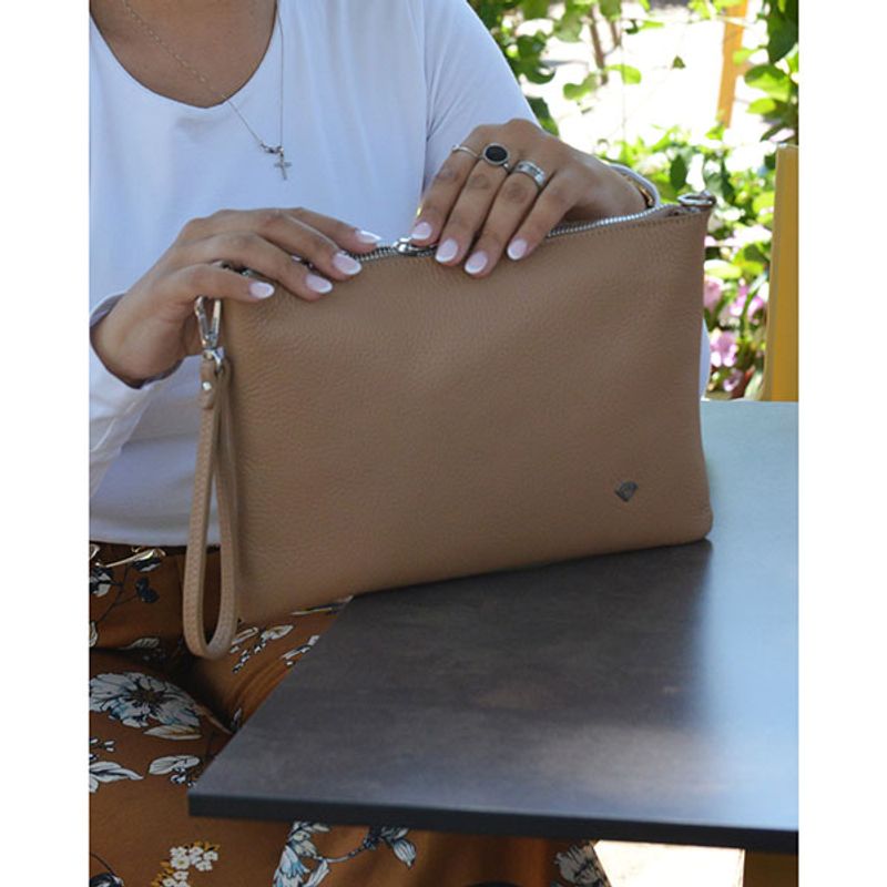 Clutch veske marmo beige sølv Caleidos